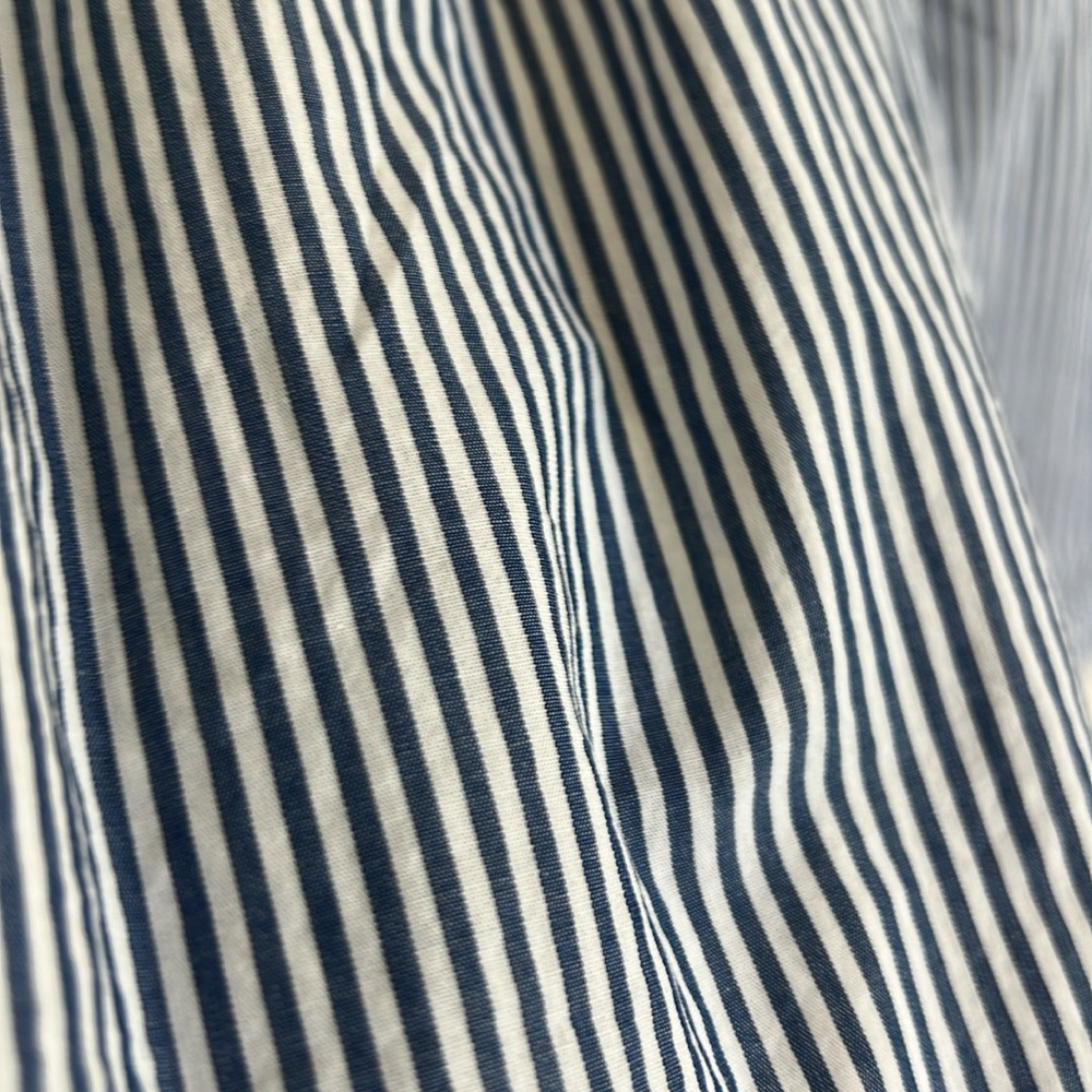 🕶️Zara Blue/White Stripe Off Shoulder Smocked Coquette‎ 3/4 sleeve blouse top L - Picture 3 of 6